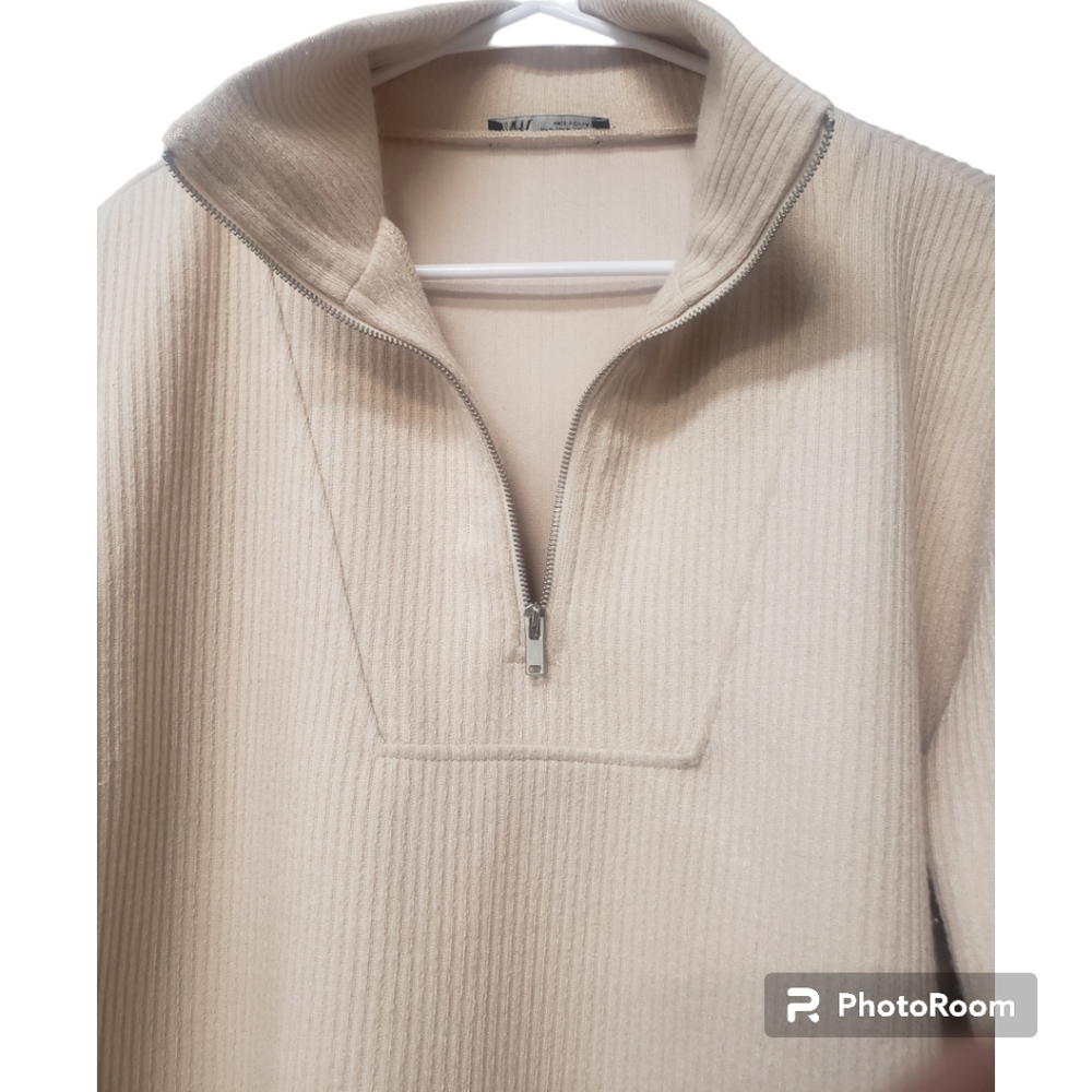 Zara Cream Ribbed Quarter-Zip Sweater Set - Picture 8 of 12